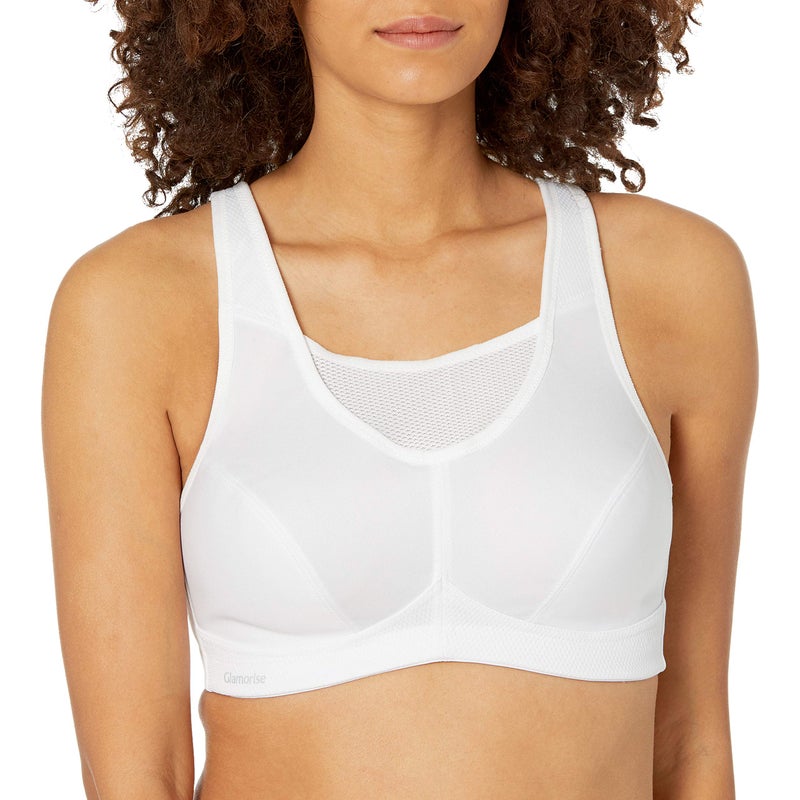 Glamorise Full Figure Plus Size No-Bounce Camisole Sports Bra Wirefree #1066 White - Image 2